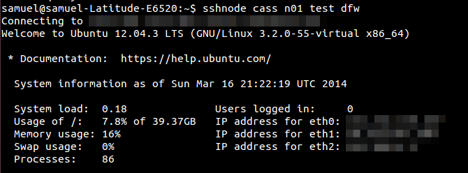 Top of MOTD describing load and network interfaces. Cropped.